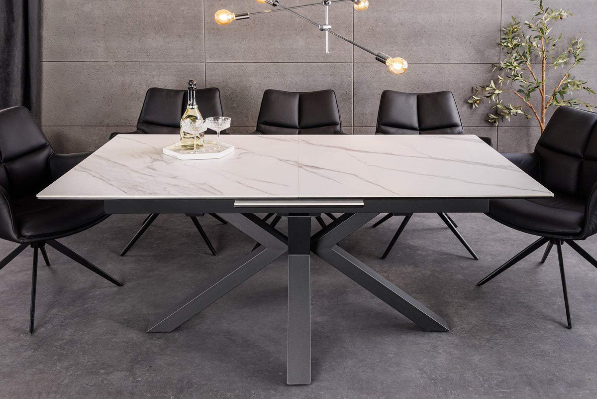 ETERNITY fehér kerámia étkezőasztal 160-200 cm