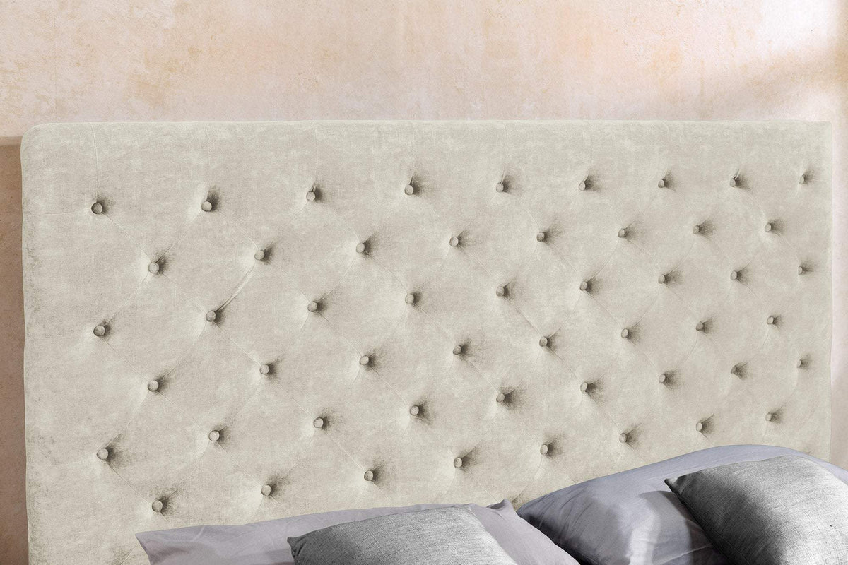 PARIS CHESTERFIELD bézs bársony ágy 160x200 cm