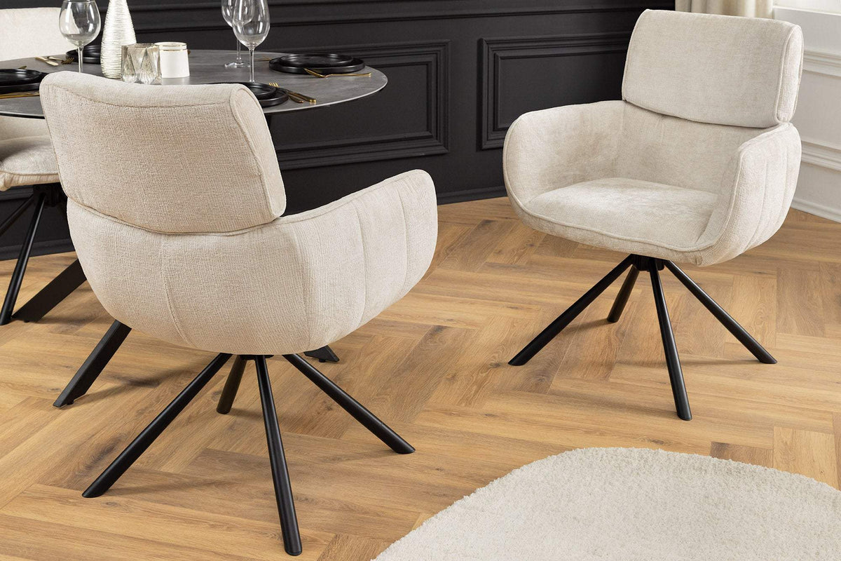 UNIQUE bézs polyester zsenília forgószék