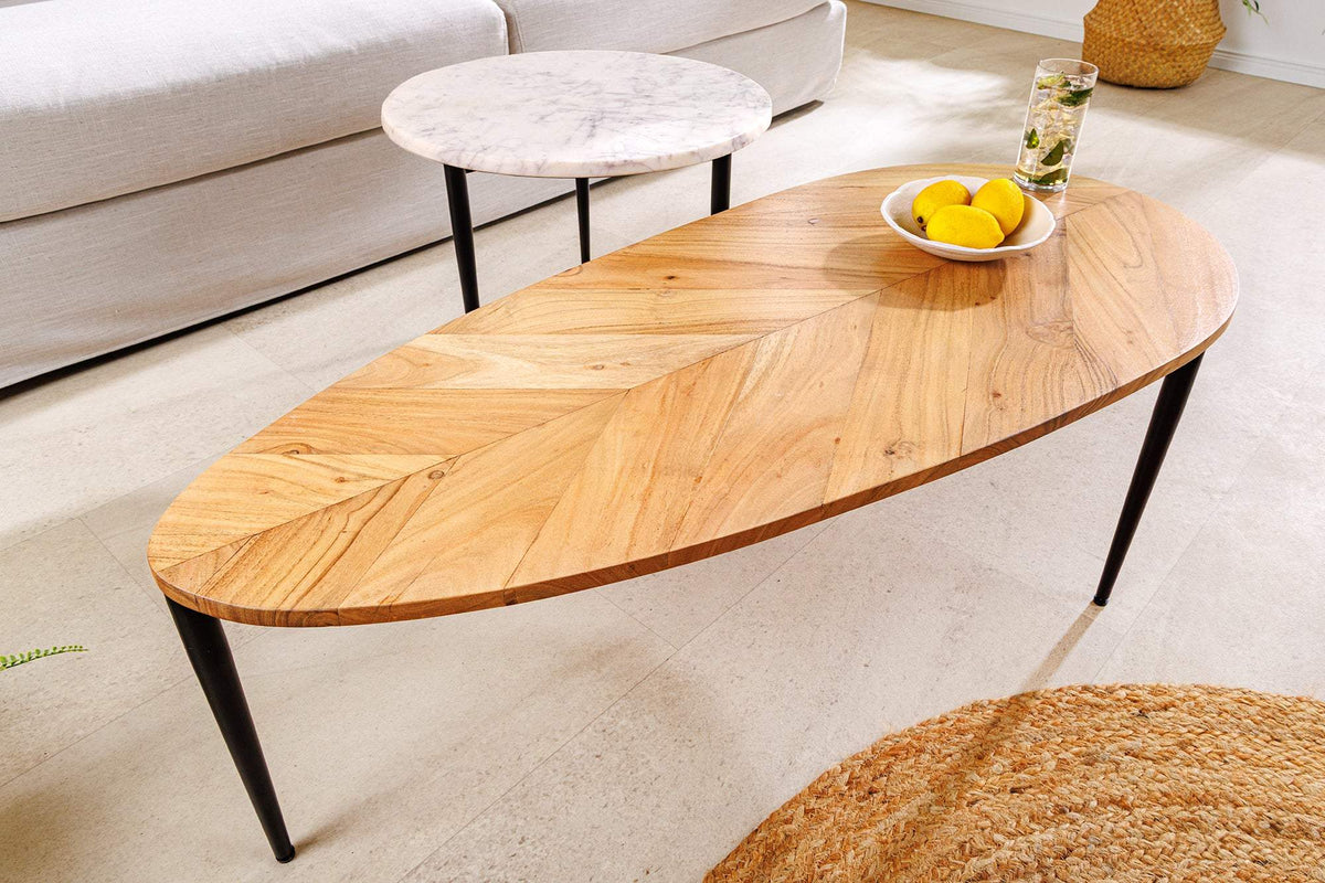 ADLON fehér akácfa márvány dohányzóasztal szett 2 db