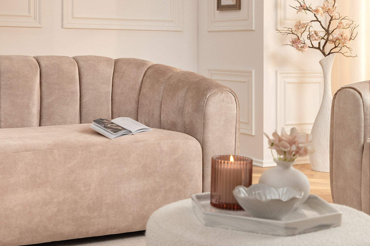 BABYLON bézs bársony kanapé