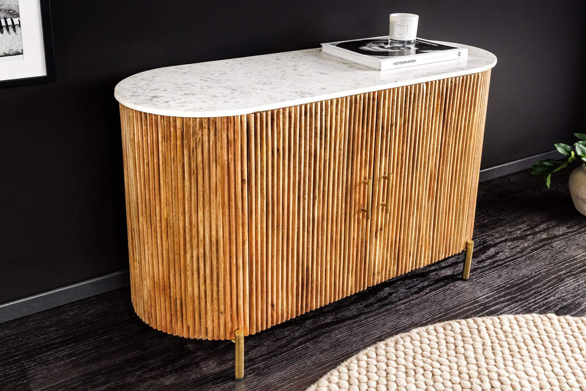 TRES CHIC fehér márvány komód 105 cm