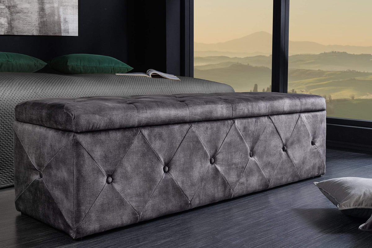 EXTRAVAGANCIA antik szürke mikroszálas ülőpad 140cm