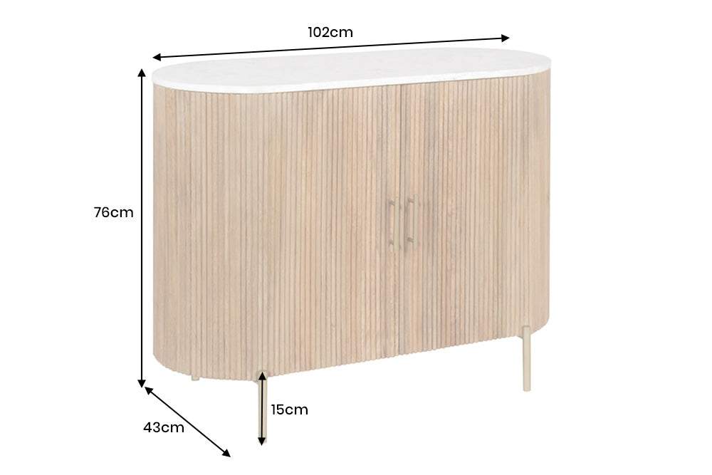 TRES CHIC fehér márvány komód 105 cm
