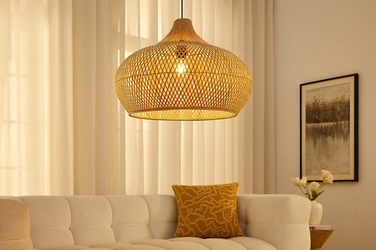 ORGANIC LIVING bézs bambusz függőlámpa