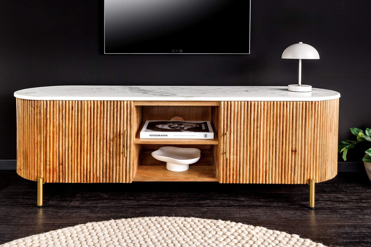 TRES CHIC fehér márvány tv szekrény