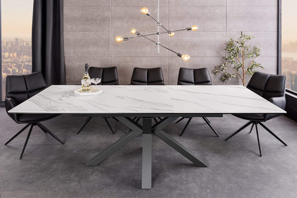 ETERNITY fehér kerámia étkezőasztal 160-200 cm