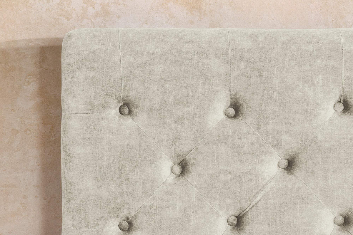 PARIS CHESTERFIELD bézs bársony ágy 160x200 cm