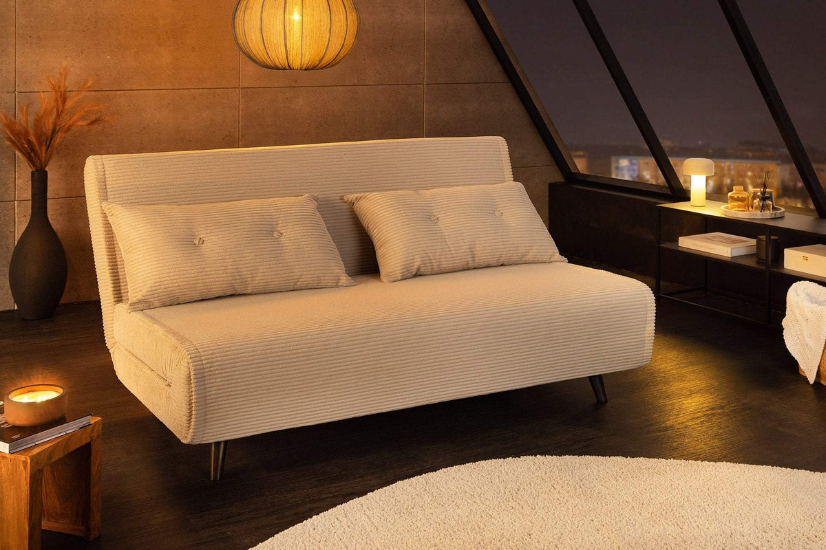 SMART MULTIFUNCTION bézs kordbársony fotelágy 140 cm