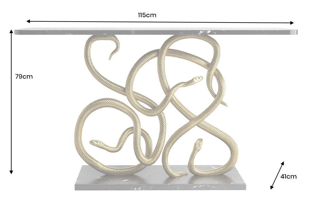 WILDLIFE SNAKE fekete márvány konzolasztal