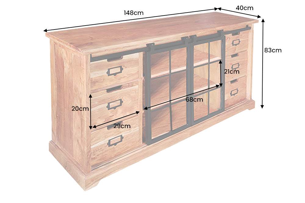 HERITAGE barna akácfa vitrin 150 cm
