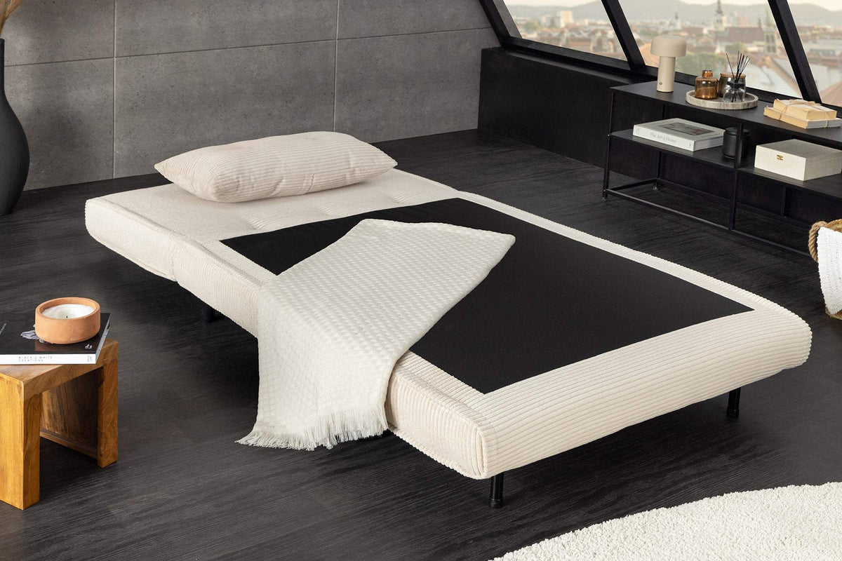 SMART MULTIFUNCTION bézs kordbársony fotelágy 100 cm