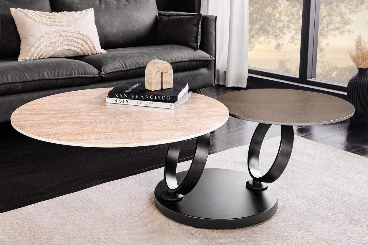 DANCING RINGS barna kerámia dohányzóasztal