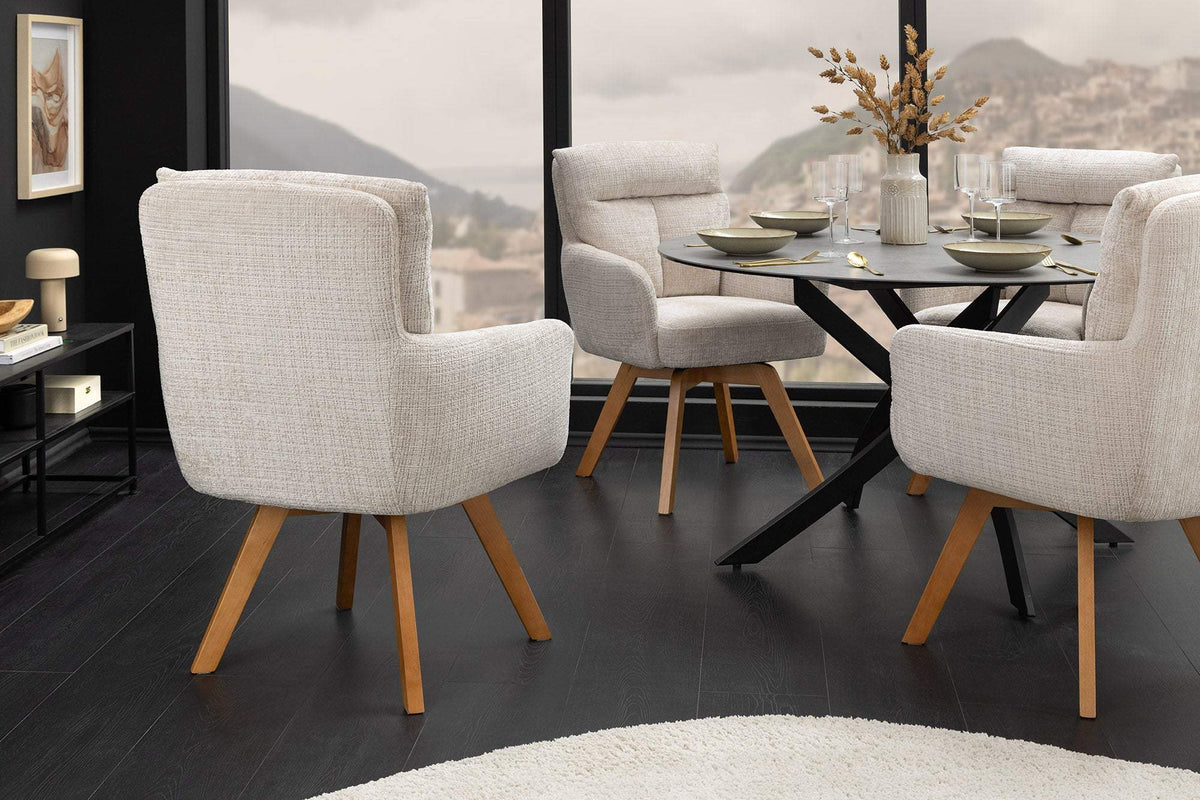 BIG GEORGE bézs polyester zsenília forgószék