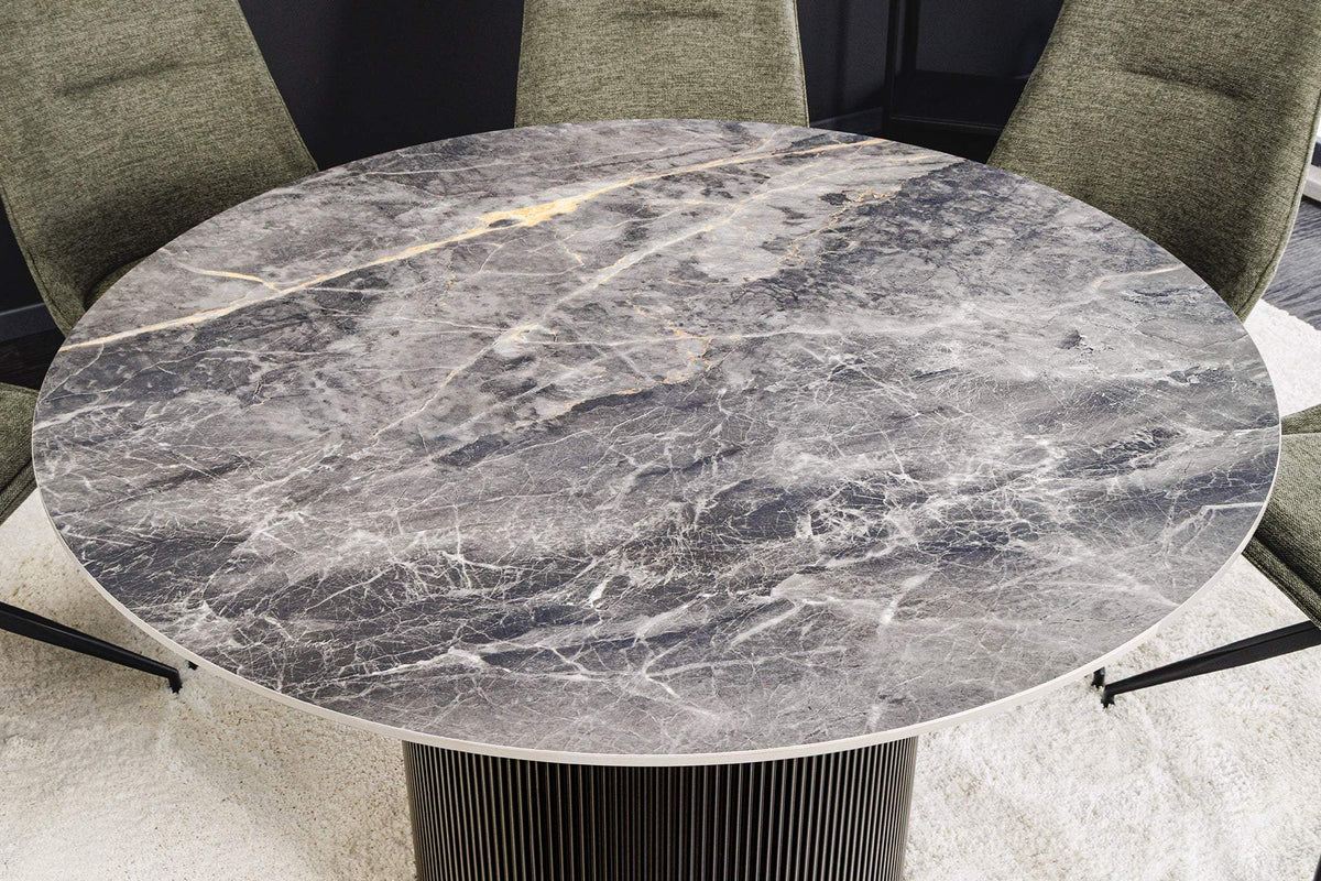 UNIQUE szürke kerámia kerek étkezőasztal 120 cm