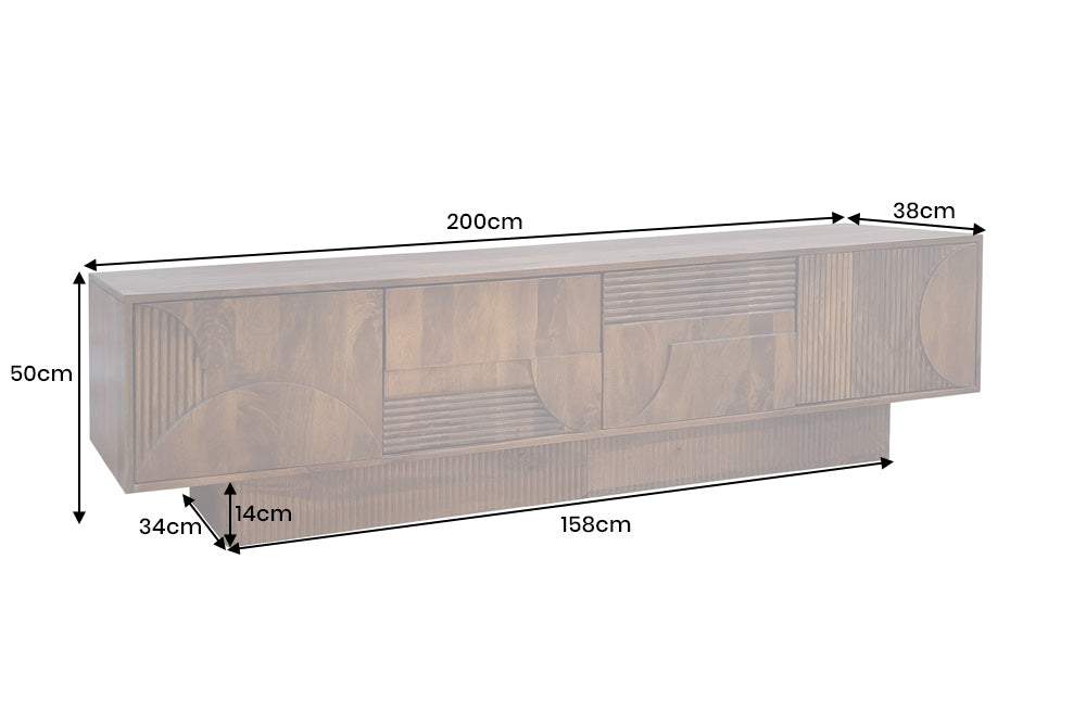 TV ART DECO barna mangófa tv szekrény 200 cm