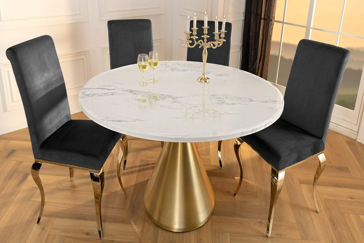 ELEGANCIA fehér műmárvány étkezőasztal 130 cm