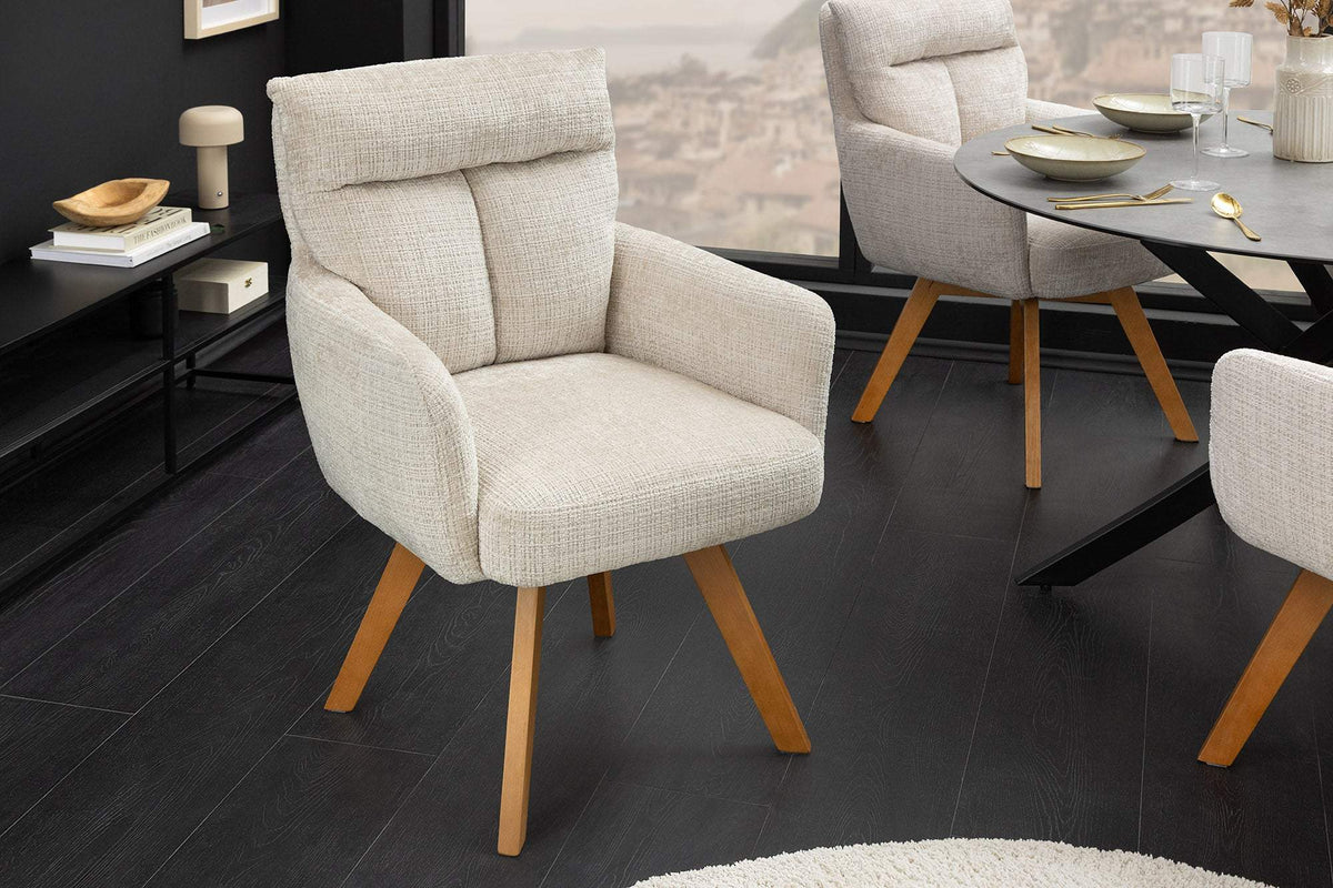 BIG GEORGE bézs polyester zsenília forgószék