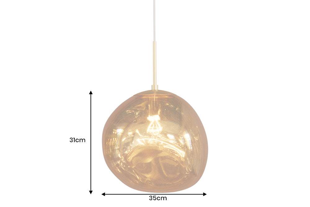 LIQUID DIAMOND arany üveg függőlámpa 35 cm