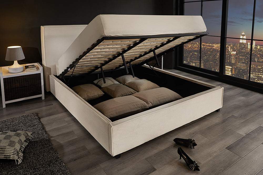 ROCCO bézs kordbársony ágy 180x200 cm