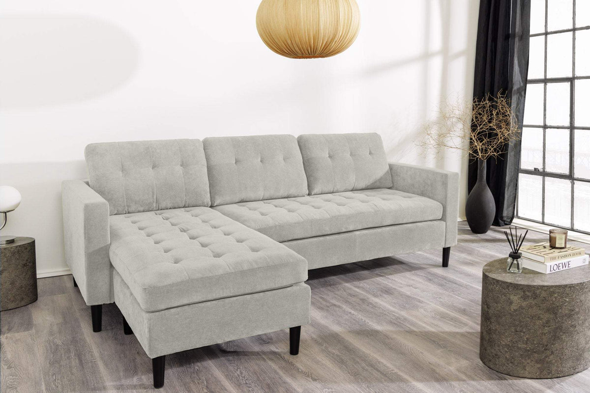 STOCKHOLM szürkésbarna kordbársony sarokkanapé