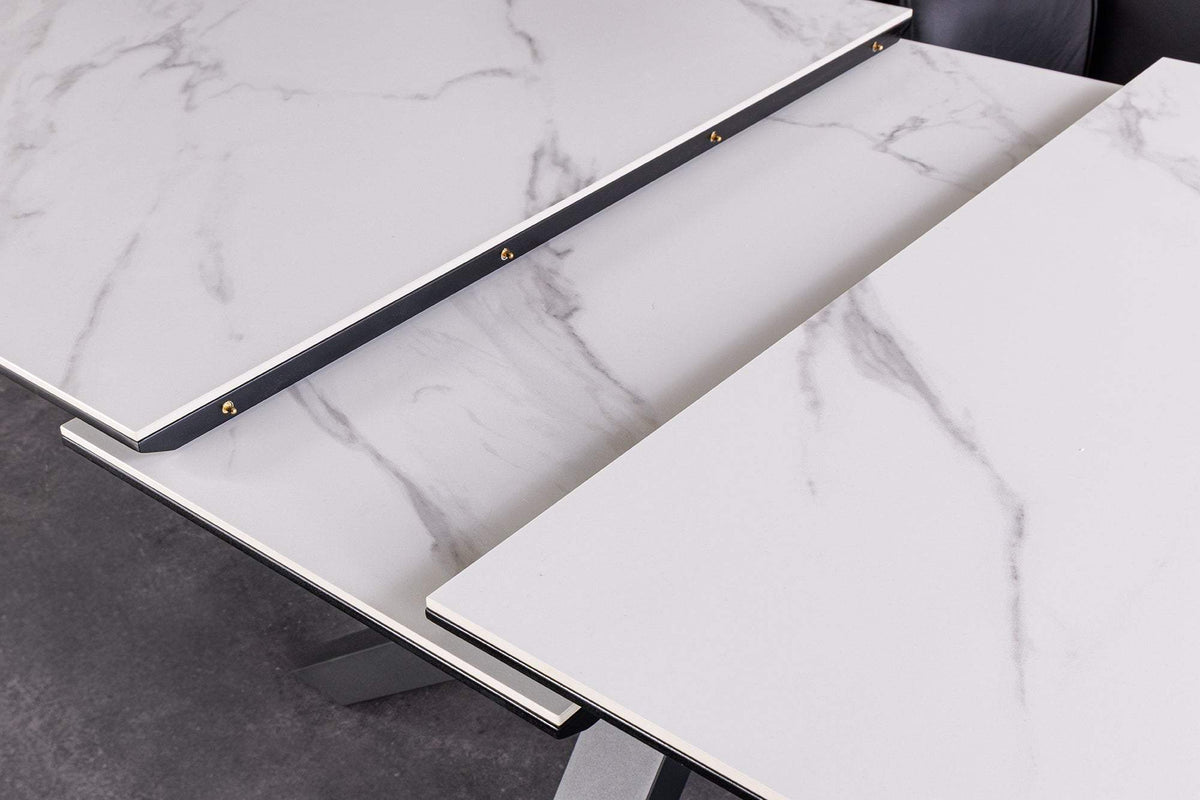 ETERNITY fehér kerámia étkezőasztal 160-200 cm