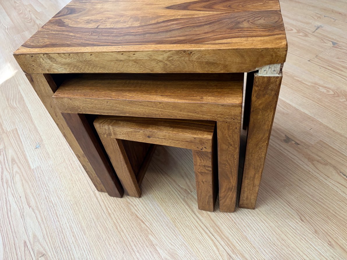 MADEIRA 3 darabos rózsafa dohányzóasztal szett - SZÉPSÉGHIBÁS