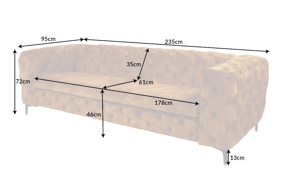 MODERN BAROCK mustársárga nyárfa kanapé 235cm