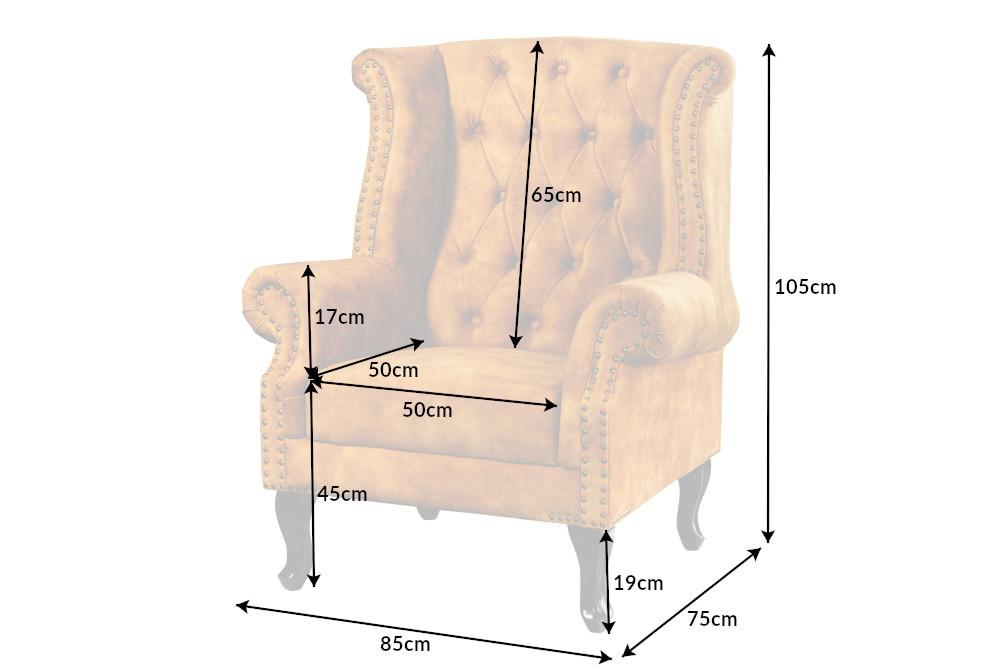 CHESTERFIELD mustársárga bársony fotel