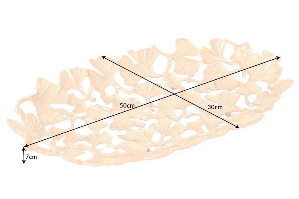 GINGKO LEAFS arany alumínium dísztál 50x30cm