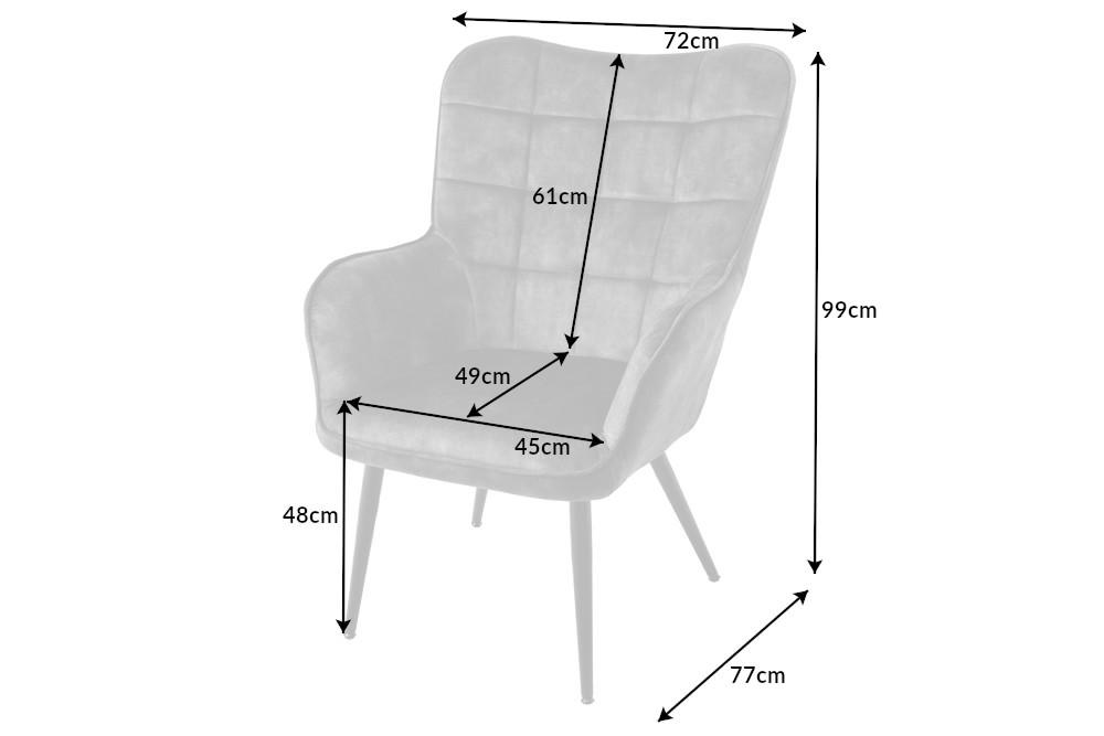 SCANDINAVIA szürke bársony fotel 100cm