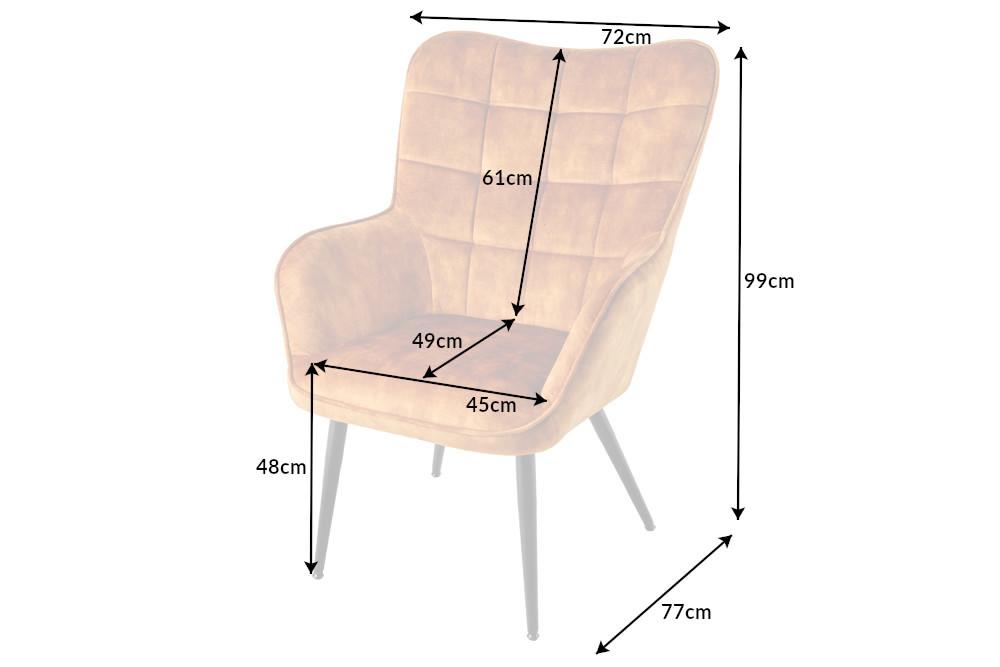 SCANDINAVIA mustársárga bársony fotel 100cm