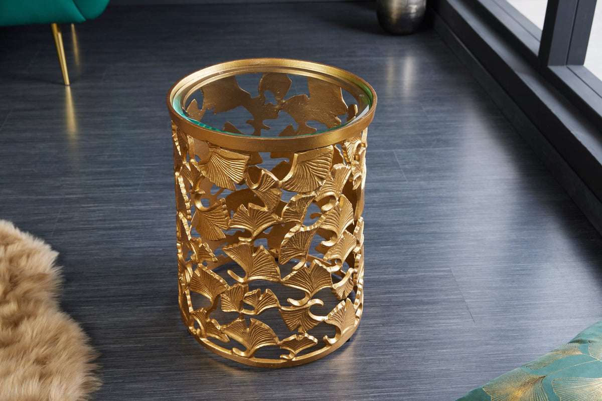 GINKGO LEAF arany alumínium dohányzóasztal 45cm