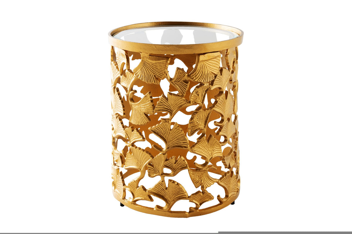 GINKGO LEAF arany alumínium dohányzóasztal 45cm