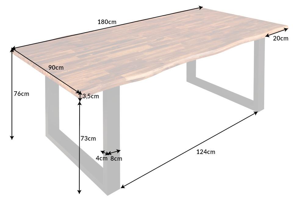 GENESIS barna akácfa étkezőasztal 180cm