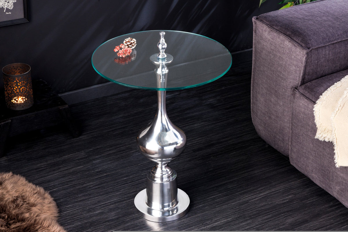 ABSTRACT ezüst üveg dohányzóasztal 65cm