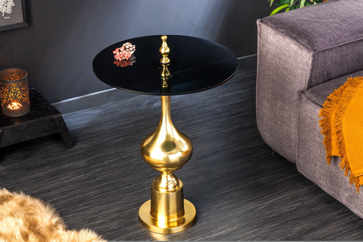 ABSTRACT arany-fekete üveg dohányzóasztal 65cm
