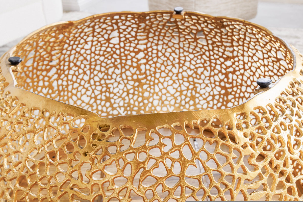 LEAF barna-arany mangófa dohányzóasztal 80cm
