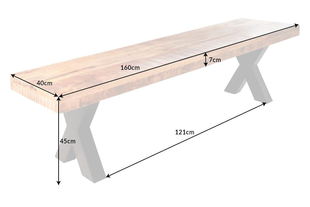 IRON CRAFT barna mangófa ülőpad 160cm