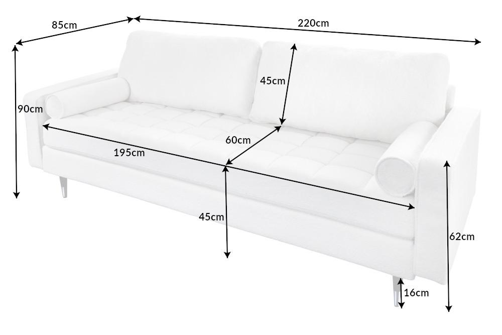 COZY fehér szövet kanapé 220cm