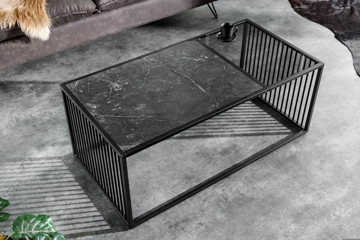 ARCHITECTURE fekete-márvány mintázatú dohányzóasztal 100cm