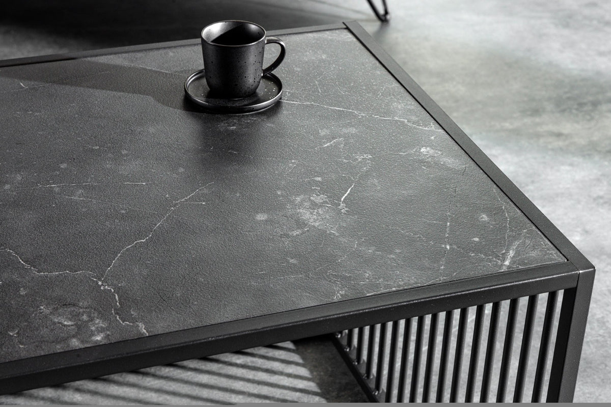 ARCHITECTURE fekete-márvány mintázatú dohányzóasztal 100cm