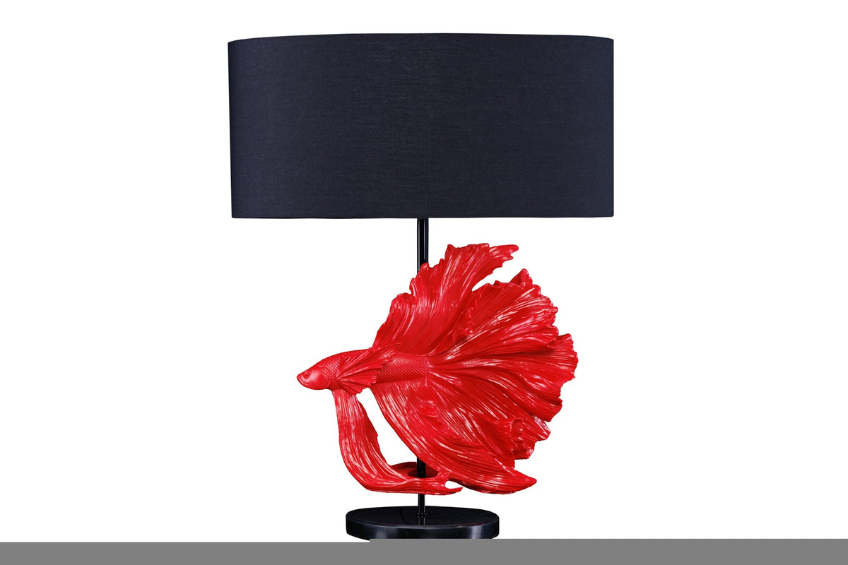 CROWNTAIL fekete-vörös márvány asztali lámpa 65cm