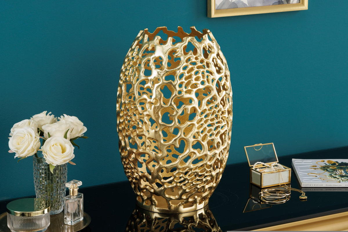 ABSTRACT LEAF arany alumínium váza 40cm