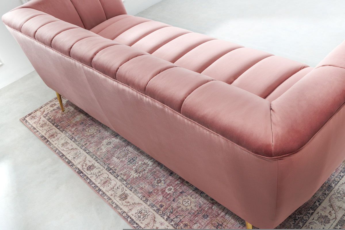 NOBLESSE rózsaszín bársony kanapé 225cm