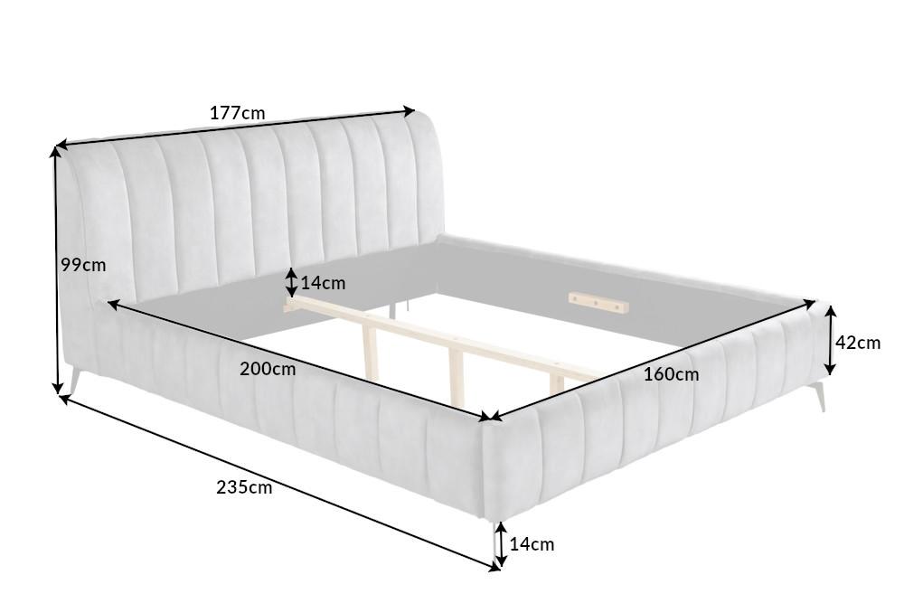 AMSTERDAM szürke bársony ágy 160x200cm