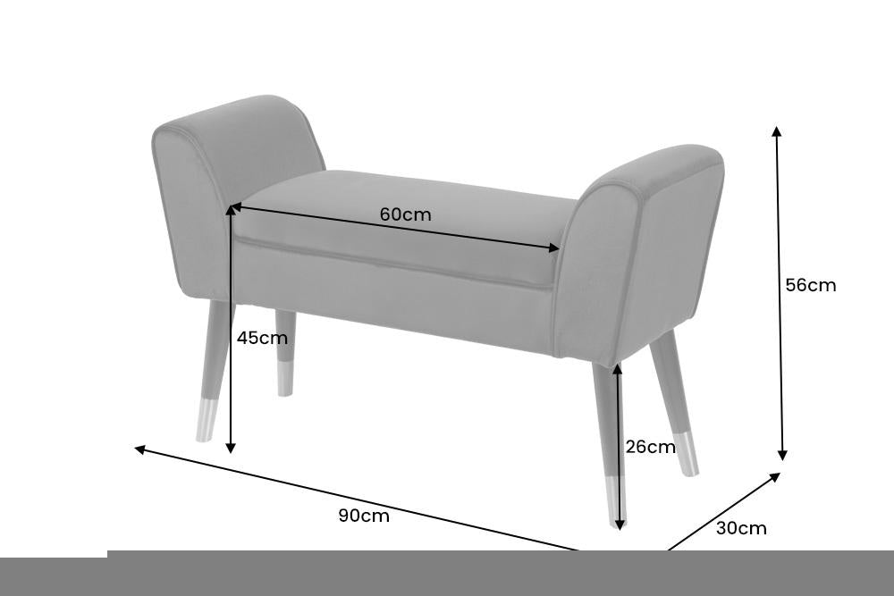 SCARLETT szürke bársony ülőpad 90cm