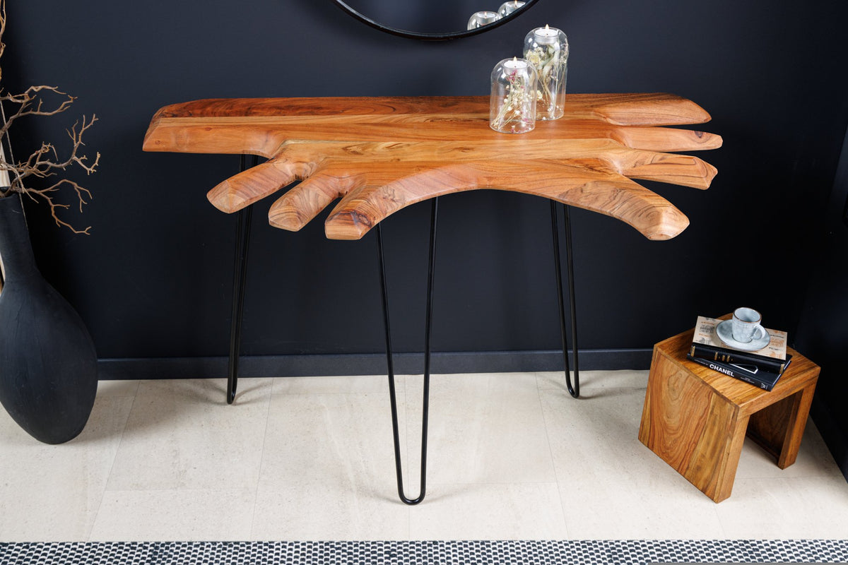 WILD barna akácfa konzol asztal 105cm