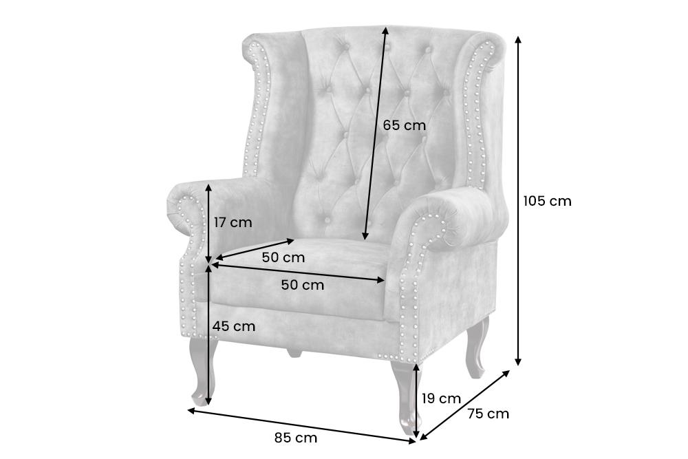 CHESTERFIELD szürke bársony fotel