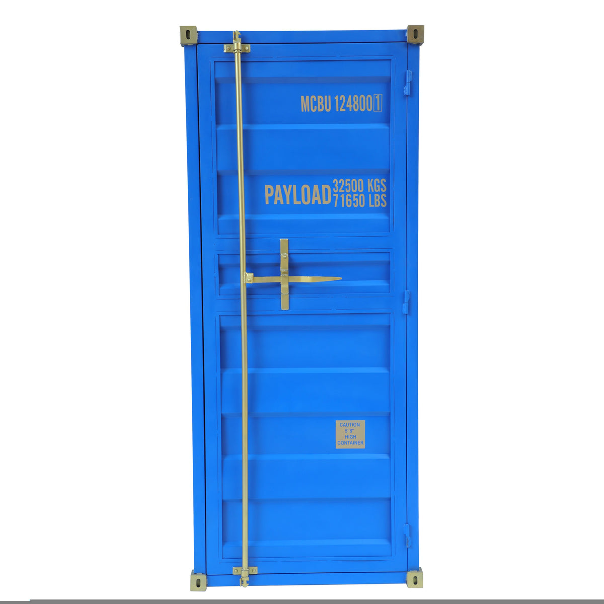 CONTAINER GLOBETROTTER kék bárszekrény mangófa fiókokkal 180cm